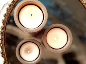 LİNDRO Beton 3'lü Tealight Mumluk Set