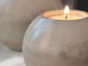 GLOBE Beton 2'li Küre Tealight Mumluk Set, Brüt Beton