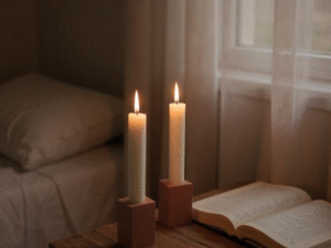 TerraSoul Stripe 2’li El Yapımı Beton Mumluk – Modern ve Doğal Çizgiler